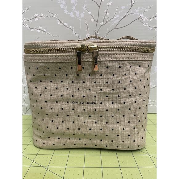 Kate Spade New York Out To Lunch Insulated Bag Zippered Make Up Tote Polka Dot - Picture 1 of 11